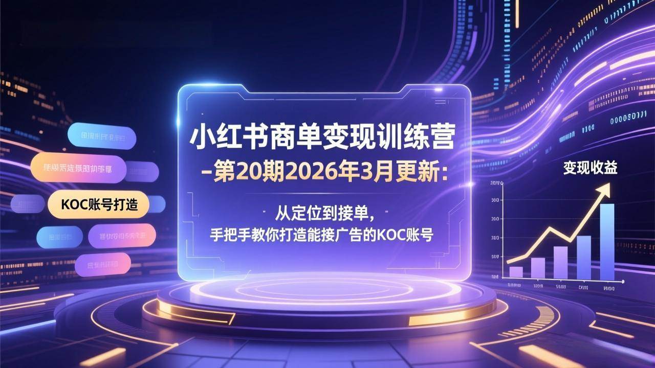 （17590期）小红书商单变现训练营-第20期26年3月更新：从定位到接单，手把手教你打造能接广告的KOC账号_菜菜笔记