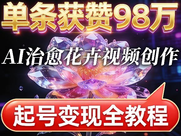 单条获赞98W，AI治愈花卉视频创作，起号变现全教程_菜菜笔记